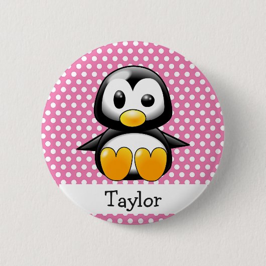 Custom Cute Funny Cartoon Penguin Ronde Button 5,7 Cm (Voorkant)