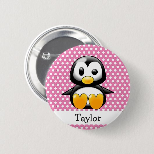 Custom Cute Funny Cartoon Penguin Ronde Button 5,7 Cm (Voorkant /achterkant)