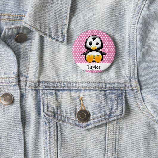 Custom Cute Funny Cartoon Penguin Ronde Button 5,7 Cm (In situ)