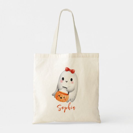 Custom Cute Ghost Halloween Trick or treat Tote Bag (Achterkant)