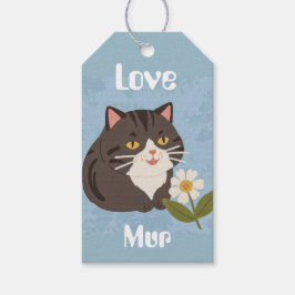 Custom Cute Gray Cat with Mur and Love Cadeaulabel