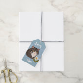 Custom Cute Gray Cat with Mur and Love Cadeaulabel (Met Touw)