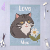 Custom Cute Gray Cat with Mur and Love Tissuepapier (Craft)