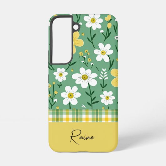 Custom Cute Green & Yellow Country Floral  Samsung Galaxy Hoesje (Achterkant)