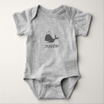 Custom cute grey whale baby romper for kids<br><div class="desc">Custom grey whale baby romper bodysuit for new baby. Cute personalized name jumpsuits for infants girls and boys. Fun aquatic sealife animal vector design with funny quote. Add your own name to personalize this jumper volgt. Cute baby shower or 1st Birthday gift idea for newborn child or infant. Big fish/mammal...</div>