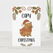 Custom Cute Hand Drawn Capybara Pun Christmas Kaart (Voorkant)