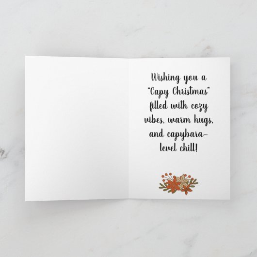 Custom Cute Hand Drawn Capybara Pun Christmas  Kaart (Binnen)