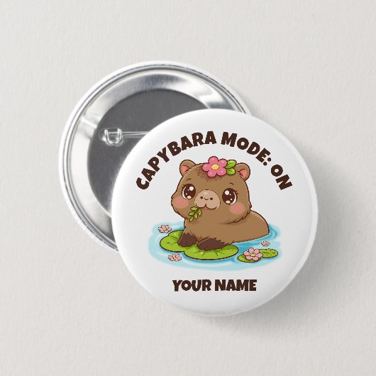 Custom Cute Kawaii Capybara Mode Button (Voorkant /achterkant)