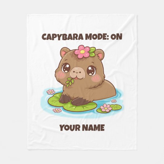 Custom Cute Kawaii Capybara Mode Fleece Deken (Voorkant)