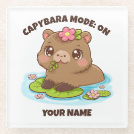 Custom Cute Kawaii Capybara Mode Glass Coaster Glazen Onderzetter