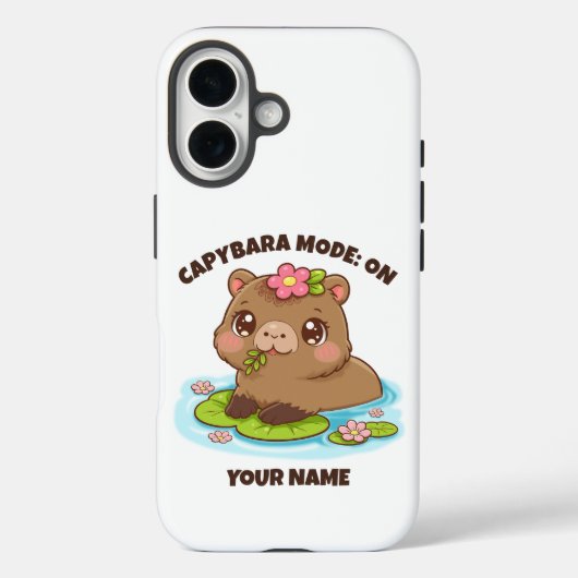 Custom Cute Kawaii Capybara Mode iPhone Case (Achterkant)