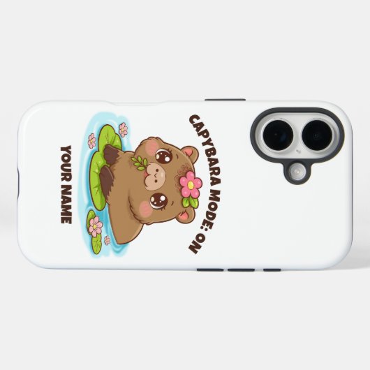 Custom Cute Kawaii Capybara Mode iPhone Case (Achterkant (horizontaal))