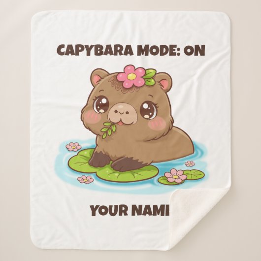 Custom Cute Kawaii Capybara Mode Sherpa Deken (Voorkant)