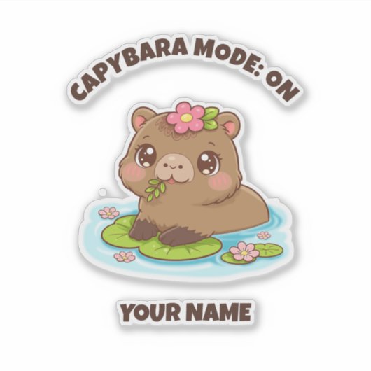 Custom Cute Kawaii Capybara Mode Sticker (Voorkant)