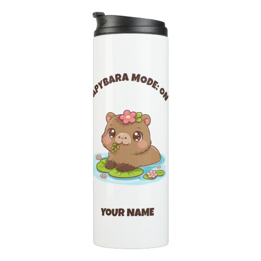 Custom Cute Kawaii Capybara Mode Thermal Tumbler Thermosbeker (Geroteerd rechts)