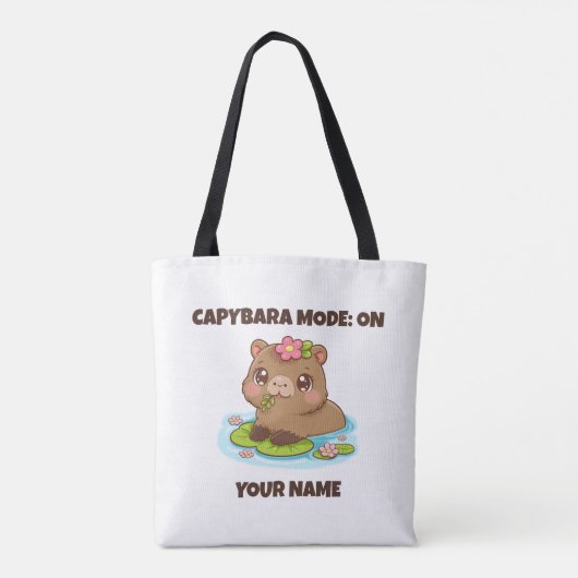 Custom Cute Kawaii Capybara Mode Tote Bag (Achterkant)