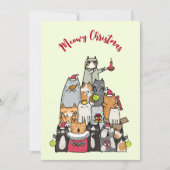 Custom Cute Meowy Christmas Cartoon Cats Photo Feestdagenkaart (Voorkant)