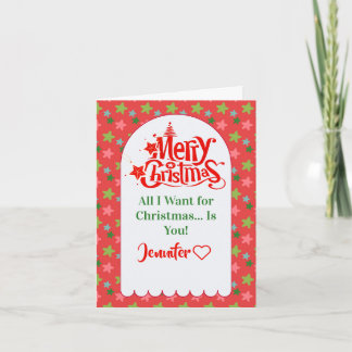 Custom Cute Merry Christmas Card for Your Wife Kaart