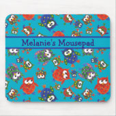 Custom Cute Owls Mousepad, Turquoise Blue Muismat (Voorkant)