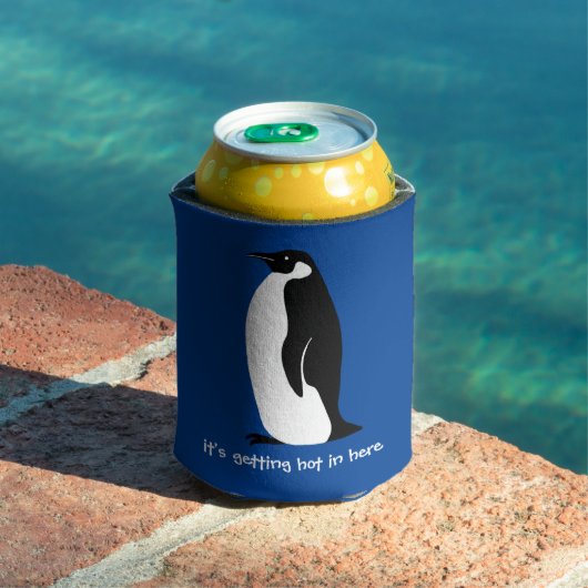 CUSTOM Cute Penguin Hot in here Blue Black White Blikjeskoeler (Insitu Zwembad)