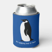 CUSTOM Cute Penguin Hot in here Blue Black White Blikjeskoeler (Blikje Voorkant)