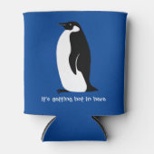 CUSTOM Cute Penguin Hot in here Blue Black White Blikjeskoeler (Voorkant)