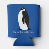CUSTOM Cute Penguin Hot in here Blue Black White Blikjeskoeler (Achterkant)