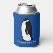 CUSTOM Cute Penguin Hot in here Blue Black White Blikjeskoeler (Blikje Achterkant)