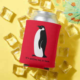CUSTOM Cute Penguin Hot in here Red Black White Blikjeskoeler