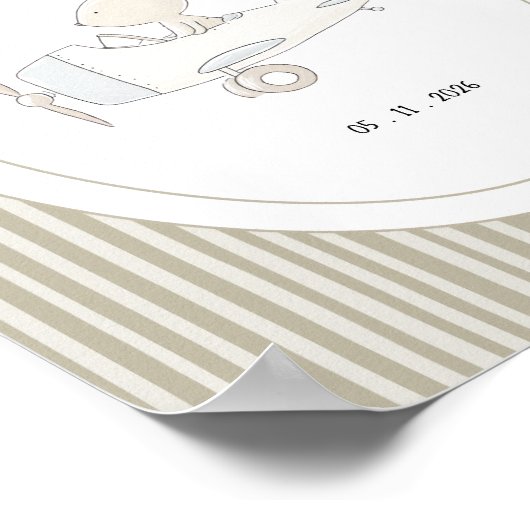 Custom Cute Pilot Bunny Nursery Name Date Poster (Hoek)