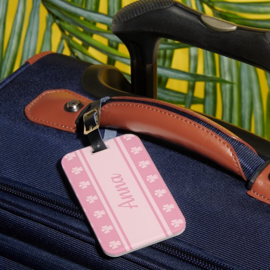 Custom cute pink angel pattern bagagelabel (Voorkant Insitu 1)