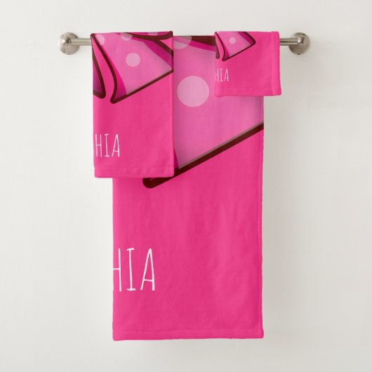 Custom Cute Pink Bow Coquette Girls  Bad Handdoek (Insitu)
