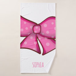 Custom Cute Pink Bow Coquette Girls  Badhanddoek