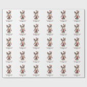 Custom Cute Reindeer “Oh Deer Christmas Is Here” Cadeaupapier (Vlak)