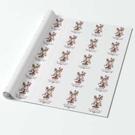 Custom Cute Reindeer “Oh Deer Christmas Is Here” Cadeaupapier