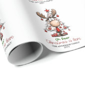 Custom Cute Reindeer “Oh Deer Christmas Is Here” Cadeaupapier (Rol Hoek)