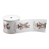 Custom Cute Reindeer “Oh Deer Christmas Is Here” Satijnen Lint (Spoel)