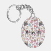 Custom Cute Retro Back To School Pattern Keychain (Voorkant Links)