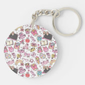 Custom Cute Retro Back To School Pattern Keychain (Achterkant)
