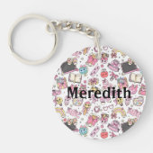Custom Cute Retro Back To School Pattern Keychain (Voorkant)