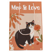 Custom Cute Smiling Cat with Mur & Love Text  Medium Cadeauzakje (Achterkant)