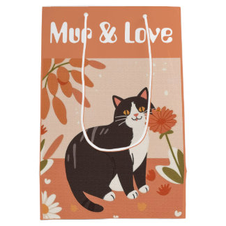 Custom Cute Smiling Cat with Mur & Love Text  Medium Cadeauzakje