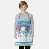 Custom Cute Snowmen In December Snow Illustration Schort (Gedragen)