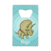 Custom Cute Triceratops Creditkaart Flessenopener (Voorkant)