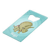 Custom Cute Triceratops Creditkaart Flessenopener (Achterkant Gekanteld)