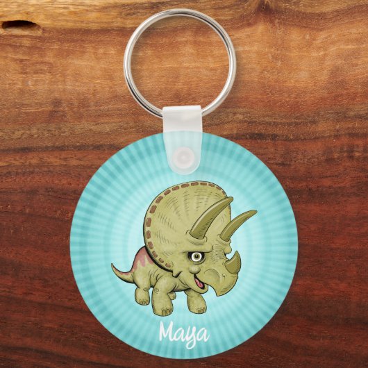 Custom Cute Triceratops Sleutelhanger (Achterkant)
