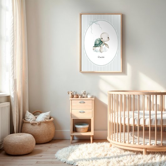 Custom Cute Turtle – Baby Shower Newborn Name Gift Poster