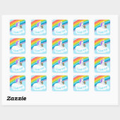 Custom Cute Unicorn Rainbow Thank You Sticker (Vel)
