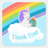 Custom Cute Unicorn Rainbow Thank You Sticker (Voorkant)