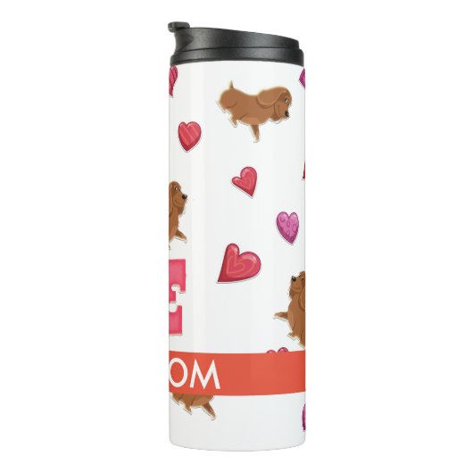 Custom Cute Valentijnsdag Dachshund Dog Thermosbeker (Geroteerd rechts)